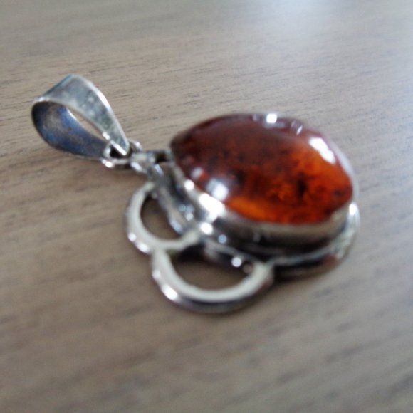 Genuine Amber 925 Silver Pendant - Picture 3 of 8